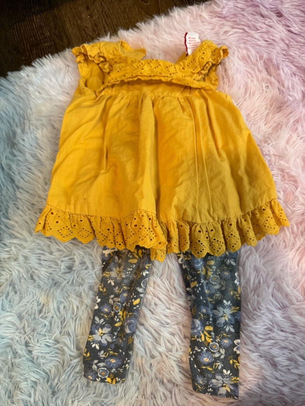Tommy Bahama Yellow Eyelet Tunic with Floral Gray Leggings